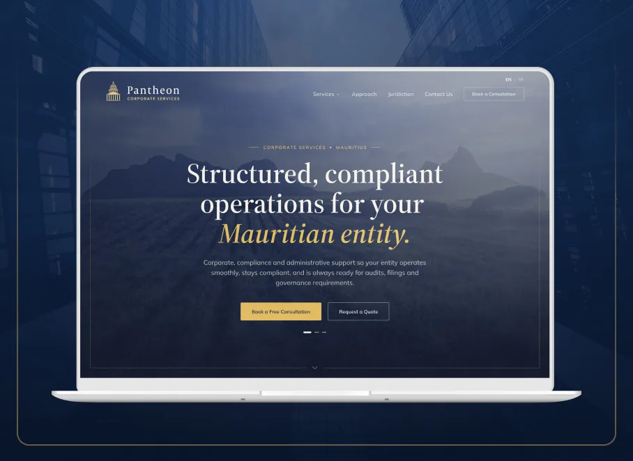 Site internet Pantheon Corporate Services